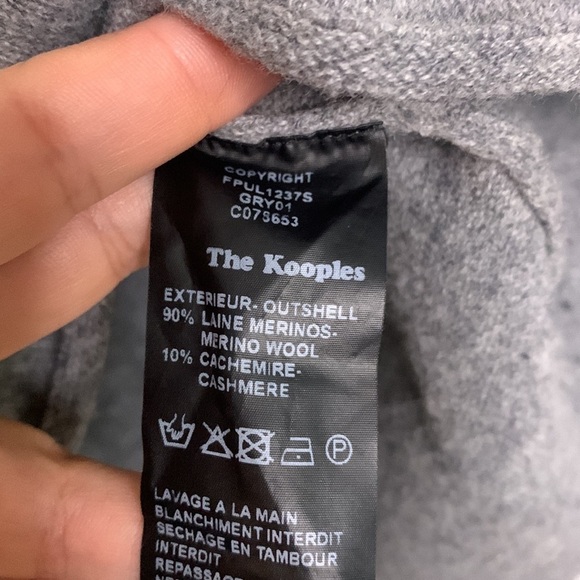 The Kooples Sport V neck grey wool cashmere zip down sweater - Picture 5 of 7